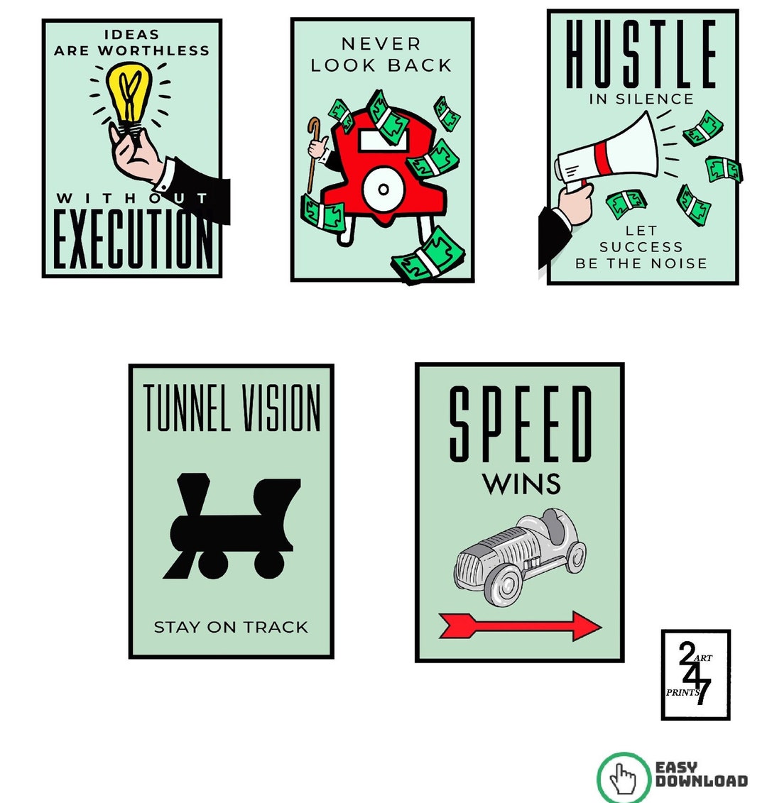 Monopoly Motivational Poster Inspirational Quote Canvas Alec Etsy