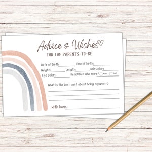 Carte di consigli e auguri arcobaleno per i futuri genitori, giochi per il baby shower, auguri per il bambino, auguri e previsioni per il bambino