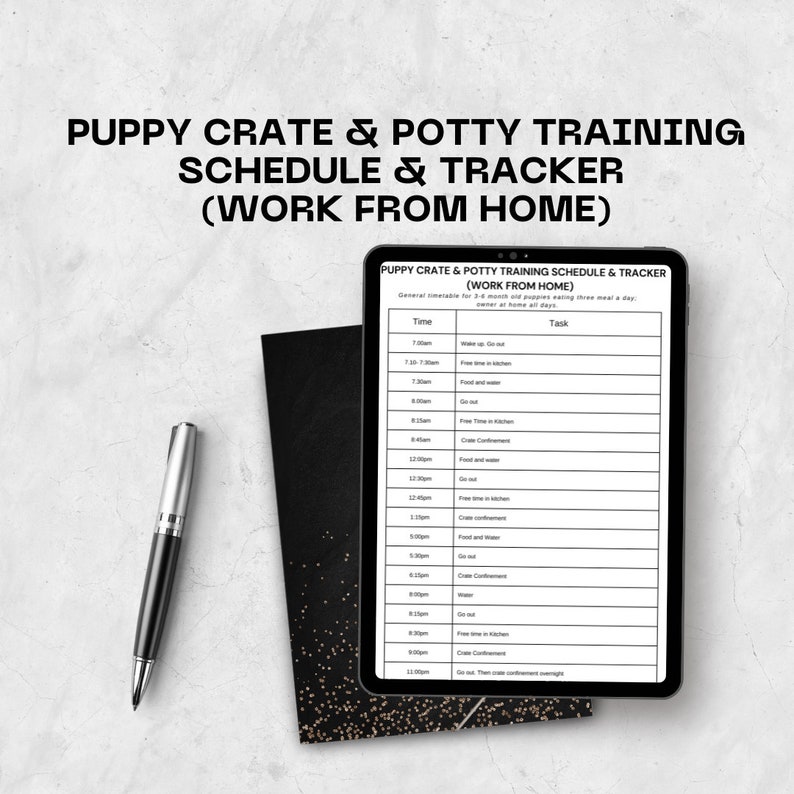 Puppy Crate & Potty Time Training Schedule and Tracker Work From Home