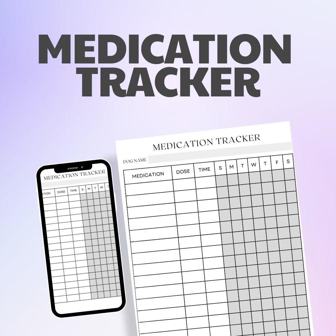 Dog Medication Tracker Puppy Medical Log Pet Care Veterinary Pet Care
