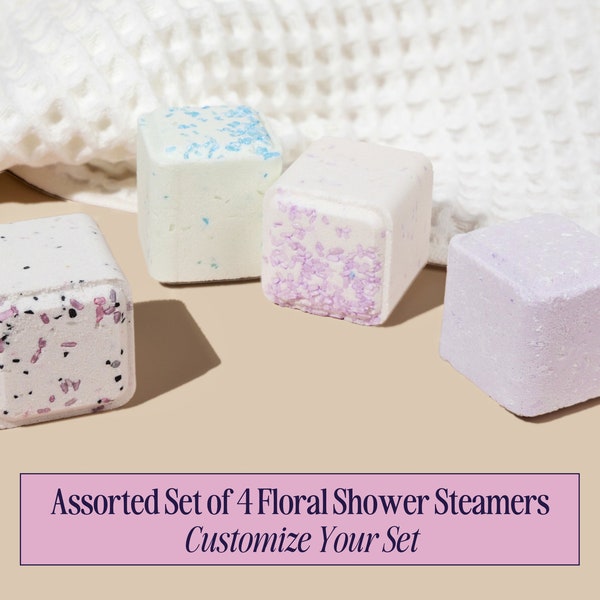 Assorted Set of 4 Handmade Floral Aromatherapy Shower Steamers | Strongly-Scented | Customize Your Set
