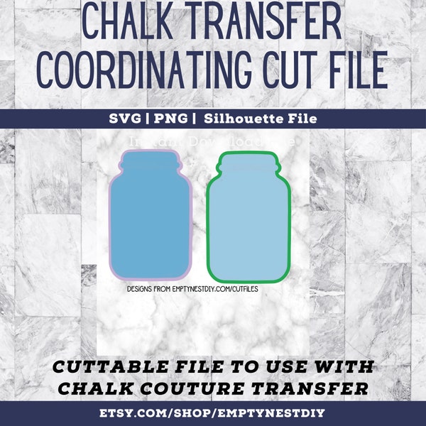 Single Jar chalk transfer offset cut file, Download, SVG, PNG, Silhouette, Cricut, Laser, Transfer cut file