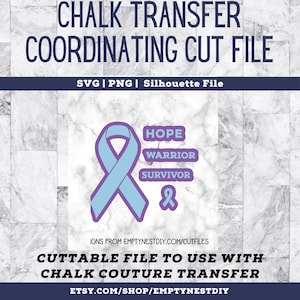 Hope Awareness Ribbon chalk transfer offset cut file, Download, SVG, PNG, Silhouette, Cricut, Laser, Transfer cut file