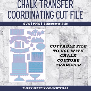 Birthday Cake chalk transfer offset cut file, Download, SVG, PNG, Silhouette, Cricut, Laser, Transfer cut file