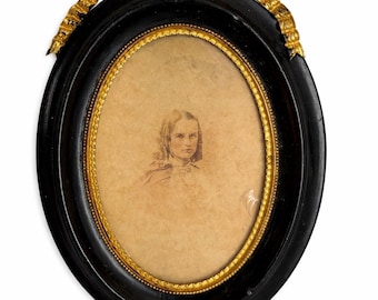 Antique Victorian Portrait Miniature, Mid-19th Century Child Portrait