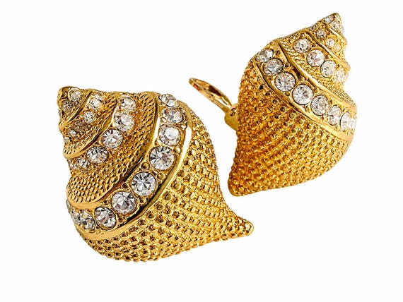 Vintage KJL Kenneth Jay Lane Conch Shell Clip On … - image 1
