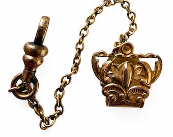 Antique Victorian Gold Filled Watch Fob Chain, Signed Finberg Mfg Co