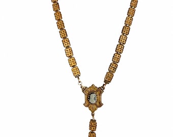 Antique Victorian Gold Filled Book Chain Cameo Necklace