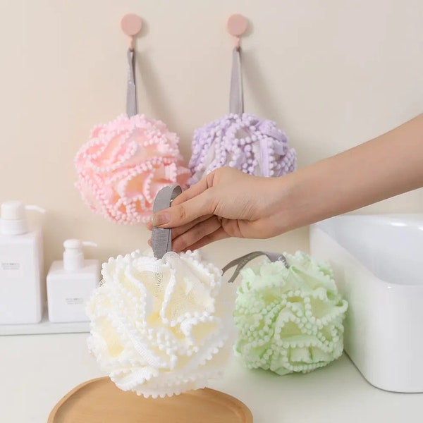 3er-Duschschwamm Bade Netz, körper peeling, eponge de douche in Lila, Rosa, Grün oder Weiß!
