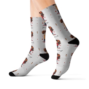 Calcetines de sublimación con dibujos animados de Love Story, regalo romántico para parejas, ropa divertida para el día de San Valentín, diseño de relación lindo, estampado novedoso