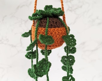 Monstera Crocheted Hanging Plant: Handmade Car Decor, Home Decor