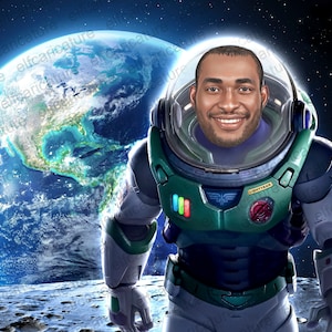 Buzz Lightyear Kids Custom Portrait,Get Your Own Superhero Portrait from your photo,Personalized Toys Story caricature SPACE