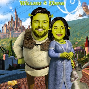 SHREK - Ritratto di Shrek personalizzato, addio al nubilato, supercaricatura. Compleanno di Shrek, San Valentino, matrimonio di Shrek - festa di nozze