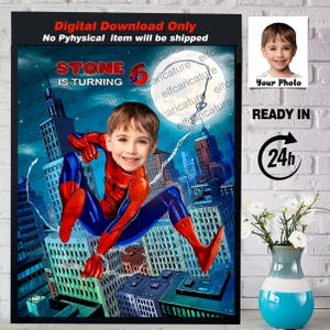 Superhéroe, Caricatura Spiderman Personalizada, Retrato Spiderman Personalizado, Tu mandas la foto del niño, yo hago el trabajo y mando un e-mail.