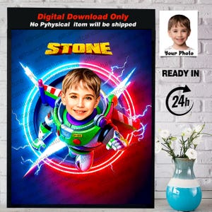 Retrato personalizado de Buzz Lightyear: Caricatura de superhéroe personalizada (archivo digital)