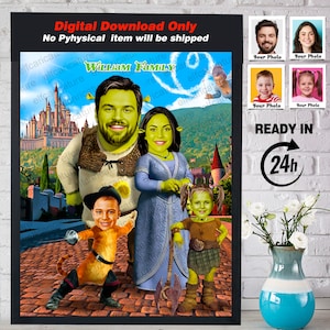 Personalized SHREK, Digital Shrek Family, Mother's Day Gift, Birthday Gift, Valentine's Day SHREK Cartoon, Shrek lovers