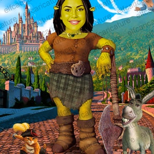 Personalisierte SHREK Prinzessin Fiona, Digitales Superhelden Porträt, Prinzessin Fiona Muttertag. Geburtstag Shrek, Mom Day SHREK Fiona Karikatur,