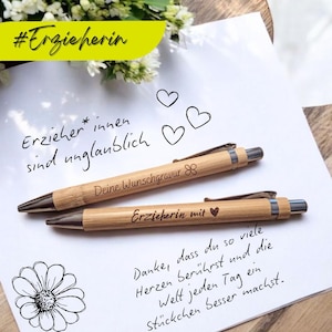 Erzieherin mit Herz Kugelschreiber | personalisiert mit Spruch | Geschenk mit Gravur | für Lehrer