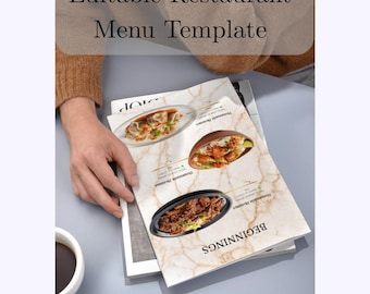 Restaurant Menu Template Editable Canva | QR Code Menu Template | Modern Menu Design Printable | Cafe Menu Template | Instant Download