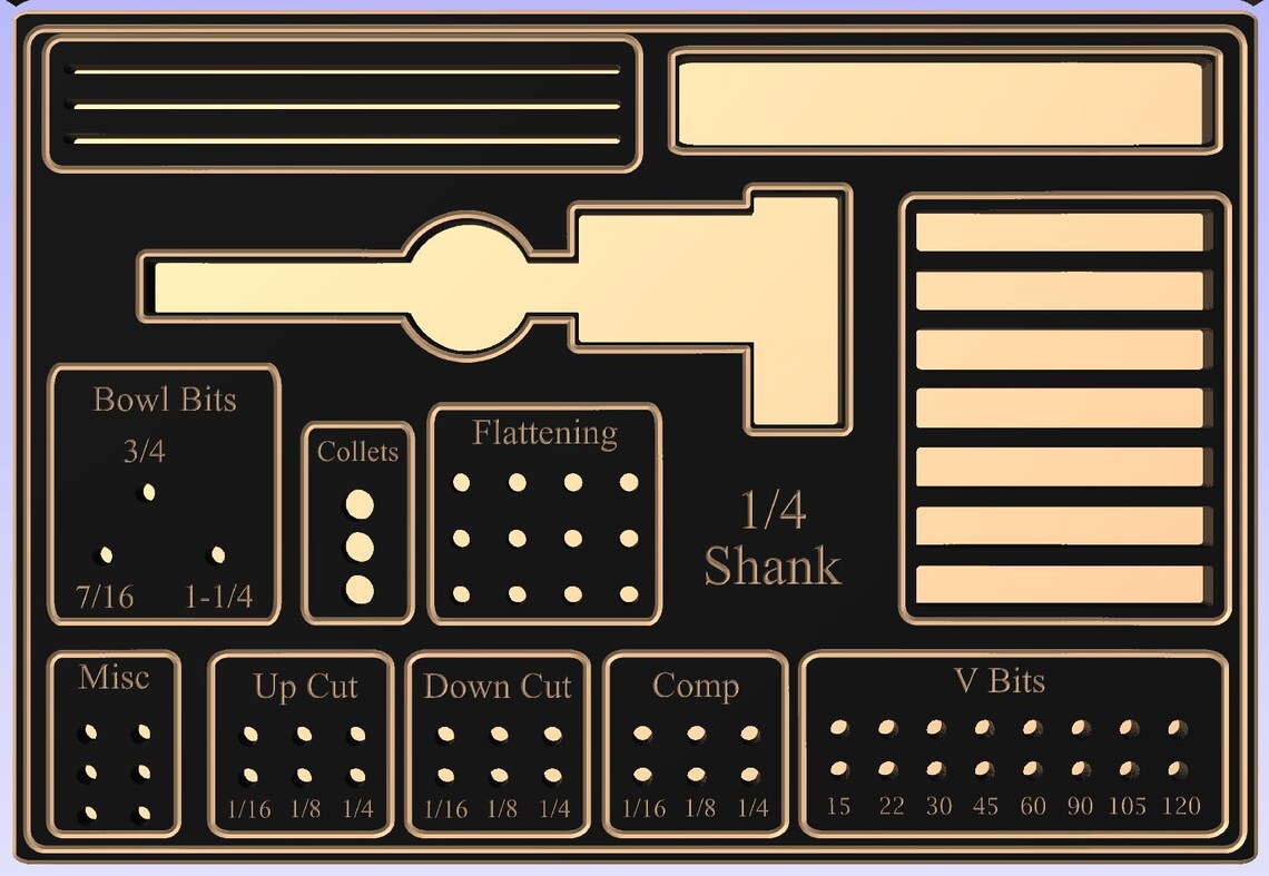 CNC Bit Holder and Tool Tray digital File .crv 17x12x.75 Etsy
