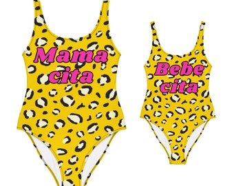 Mommy daughter matching swimsuit,Cute leopard print,Mamacita,Bebecita,Mommy kid matching suit,Gift for mom and daughter, Cute gift for her