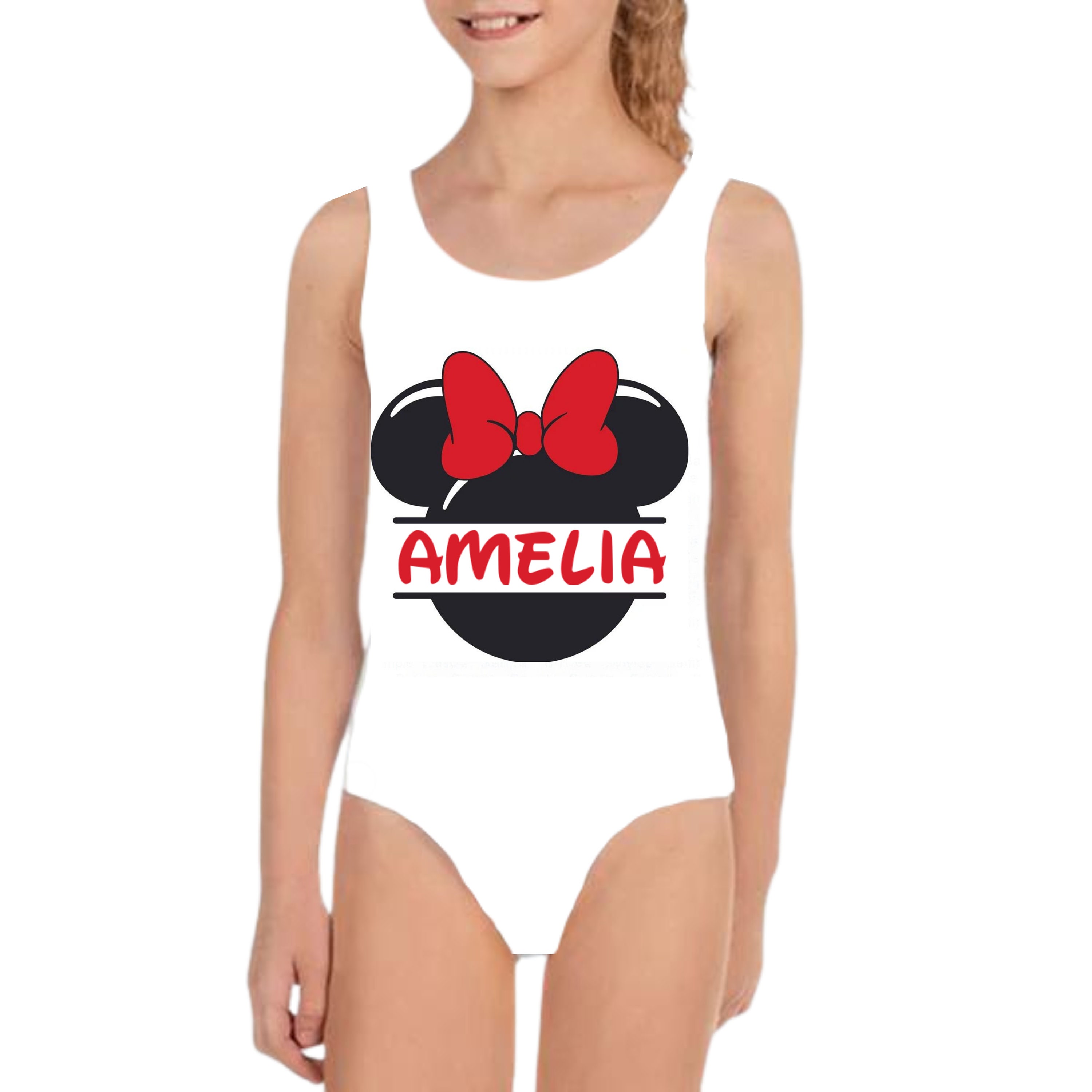 Discover Disney Girls Minnie Mouse Swimsuit ,girls swimming custom,Personalized one piece swimsuit, Name of the kid bath suit, gift for her,Baby gift