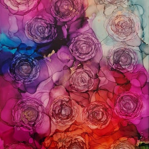 Colourful Roses Alcohol Ink Original Piece - Etsy
