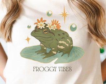 Frog T-shirt, cottagecore shirt, frog vibes shirt, froggy vibes, toad t-shirt, mens shirts, womens shirts, frog gifts