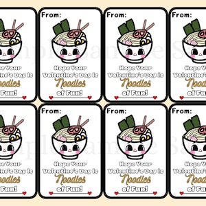 Ramen Valentine's, Ramen Valentine cards for kids, Noodles of fun printable Valentine's, clever Valentine's for kids, Buldak ramen Valentine