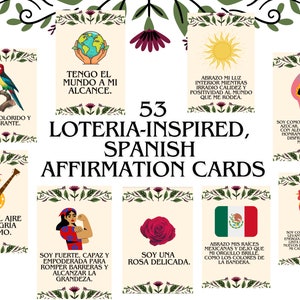 Tarjetas de Afirmaciones en Español inspiradas en la Lotería, Tarjetas de Afirmaciones para Hispanos, 53 Tarjetas de Afirmaciones para Mujeres, Tarjetas de Afirmaciones de Lotería