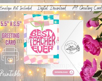 El mejor maestro de todos los tiempos, regreso a clases, tarjeta de felicitación imprimible, regalo para maestros, descarga digital