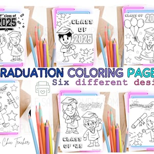 Kinder graduation coloring sheets, printable class of 2025 coloring pages, class of 2025 digital download, class of 2025 coloring pages