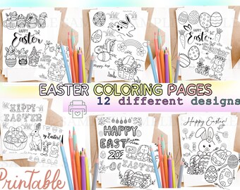 Easter Coloring Pages, printable Easter Coloring sheets, digital download Easter Coloring activity, Self care Easter Coloring Pages prints