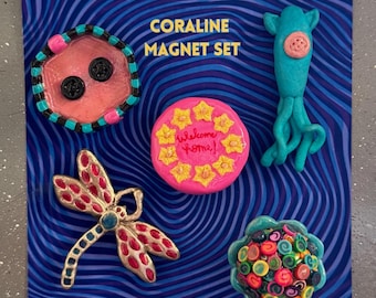 Coraline Inspirierte Magnet Set: Handgefertigte Polymer Clay Kunst