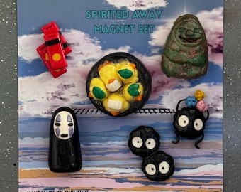 Ensemble d'aimants Ghibli Spirited Away : oeuvres d'art en pâte polymère faites main