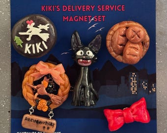 Kiki's Delivery Service Magnet Set – Handmade Polymer Clay, Ghibli Inspired