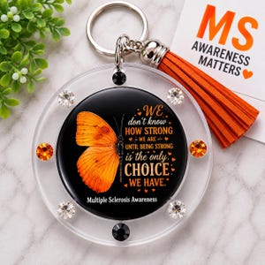 Multiple Sclerosis Keychain | Acrylic Butterfly Charm with Tassel | MS Awareness Support