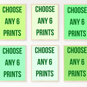 Choose any 6 digital prints, DIGITAL DOWNLOAD, colorful wall art, pick your own prints