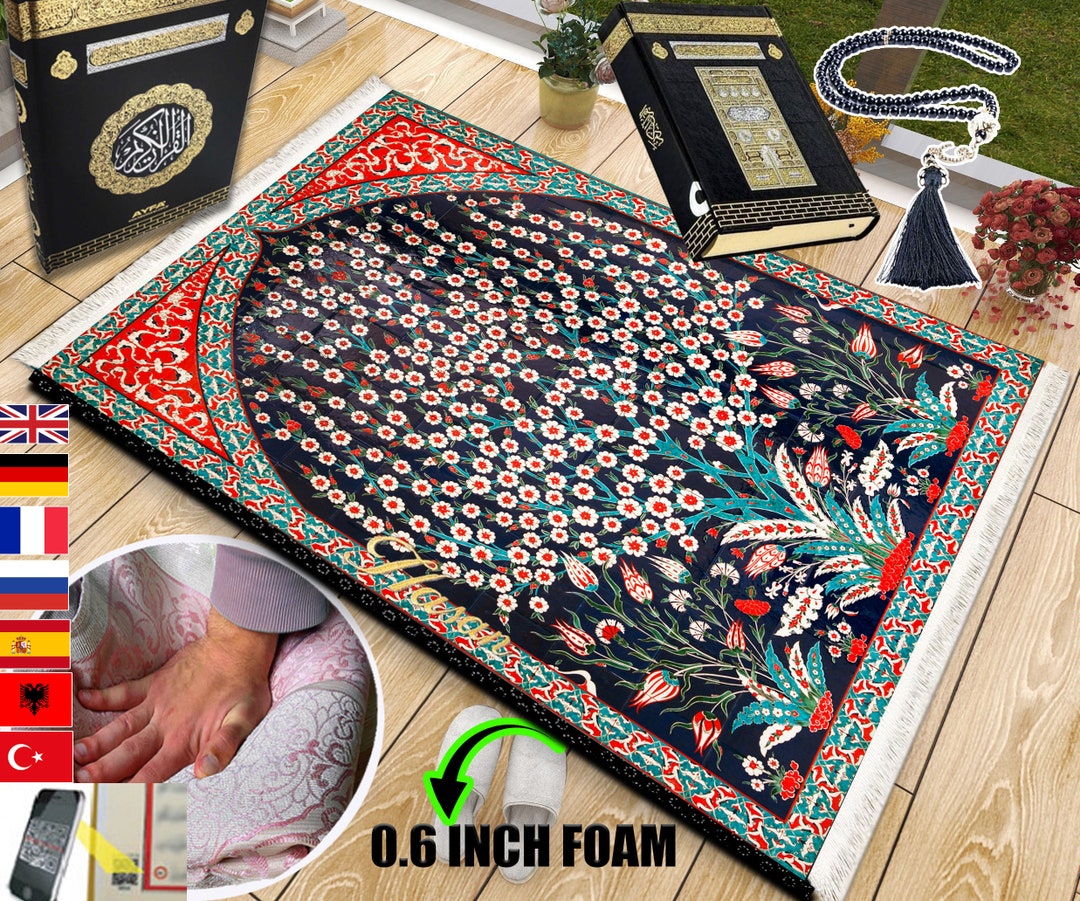 Custom Foam Padded Turkish Tile Prayer Rug Quran & English Etsy