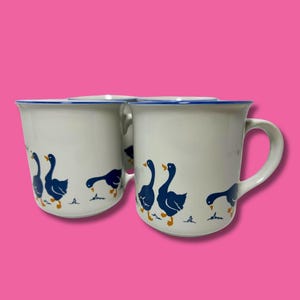 Vintage Blue Geese Mug, CIPA Porcellana Italy, ITY134 (set of 4)