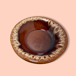 Vintage Mid Century Modern Brown Drip Glaze Salad Bowls (Set of 2)
