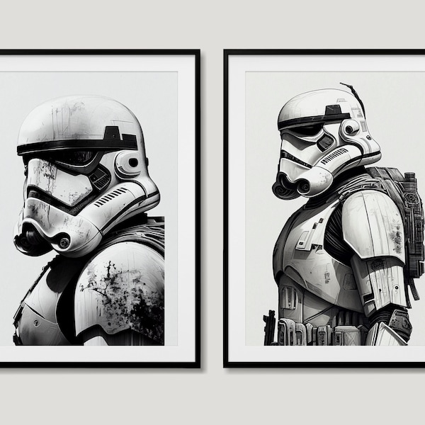 Stormtrooper Gemälde Digitaldruck Pack - Set mit 2 Drucken - Star Wars Wandkunst, Stormtrooper Digitaldruck, Star Wars Dekor