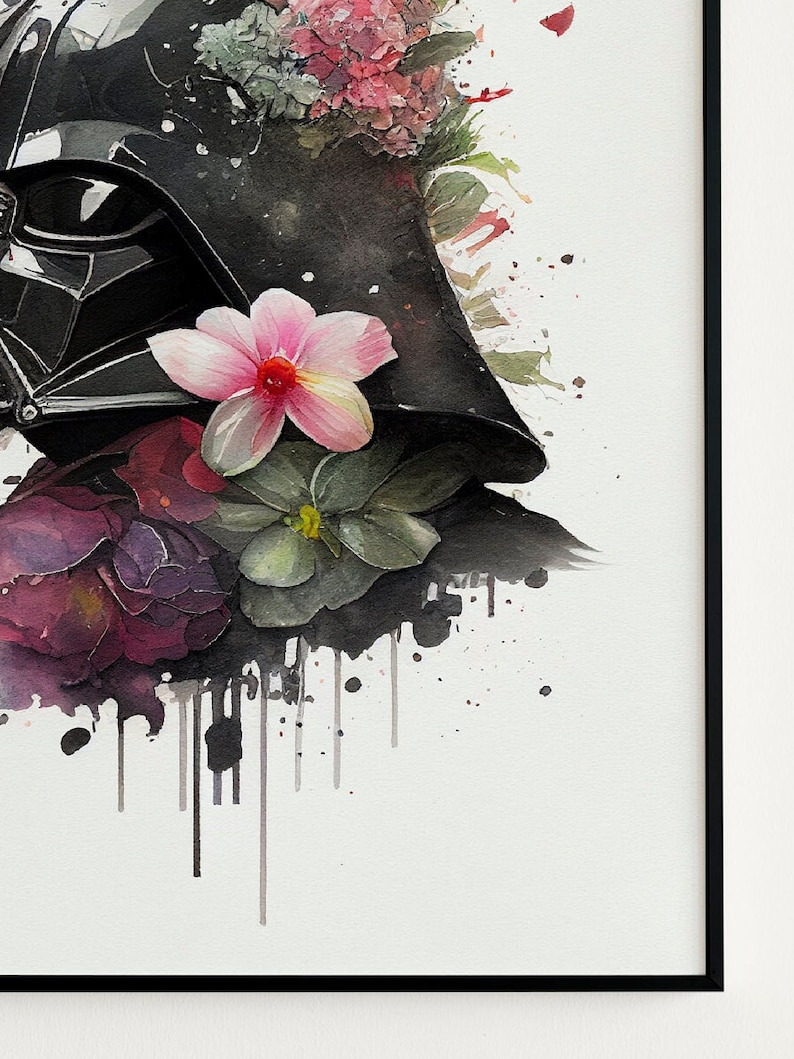 Darth Vader Floral Aesthetic Paintings Star Wars Digital Etsy
