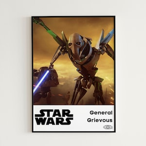 Star Wars General Grievous Movie Poster Art - General Grievous Digital Art Print, General Grievous Wall Art, General Grievous Room Decor