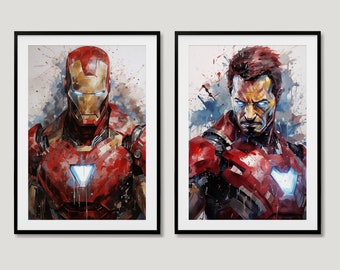 2 Iron Man Poster Pack | 7 Bilder Enthalten Pro Bild | Sofortdownload | Iron Man Wandbild, 2 Iron Man Drucke, Avengers Raumdekor
