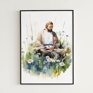 Obi-Wan Kenobi Digital Art Print - Obi-Wan Kenobi Minimal Floral Watercolor Painting, Obi-Wan Kenobi Watercolor Wall Art, Kids Decor, Print