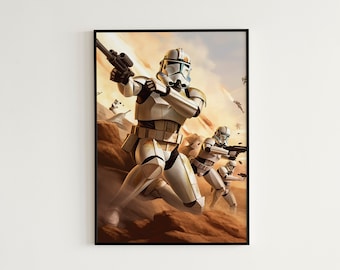 Clone Troopers Battlefield Painting - Star Wars Digital Print | Instant Download | Star Wars Wall Art | Clone Trooper Painting