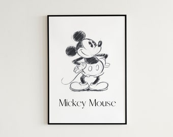 Minimal Mickey Mouse Digital Art Print - Mickey Mouse Wall Art Simple Art Print For Frame Nursery Decor Minimal Mickey Mouse Poster Design