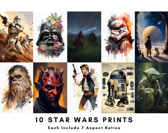 10 Star Wars Paintings - Star Wars Digital Print Collection - Star Wars Posters - Digital Prints - Fan Art - Printable Wall Art