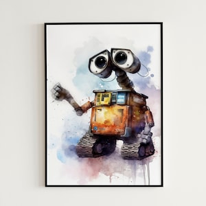 Wall-E Watercolor Artwork Print - Perfect For Nursery Or Kids Room Wall Art, Wall-E Painting For Frame, Wall-E Digital Print, Nursery Art